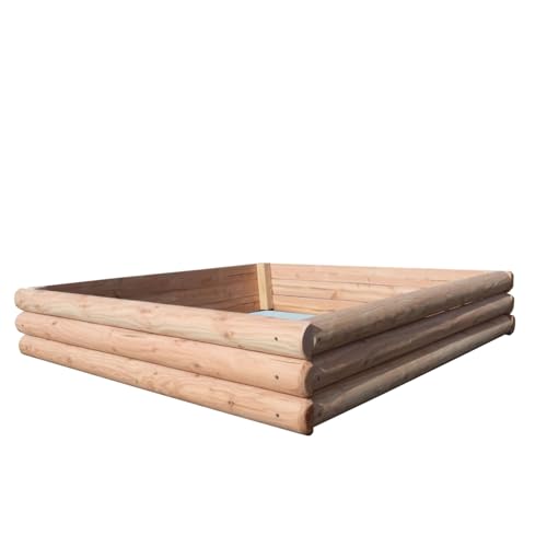 Sandkasten aus Lärchenholz, 150x150 cm, Halbpalisaden Ø 10 cm, Höhe 29 cm von Loggyland