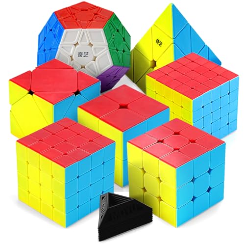 Value Puzzle Cube Set für Anfänger - 7er Pack inklusive Pyraminx, Megaminx, Skewb 2x2, 3x3, 4x4,5x5 - Stickerlose Speed-Würfel für Kinder und Erwachsene, Smooth Turning Brain Teaser Toys von LogicTwist