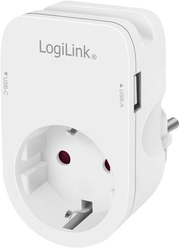 LogiLink PA0259 Anschlussdose mit USB-Ladeausgang, erhöhter Berührungsschutz, Überspannungsschutz von Logilink