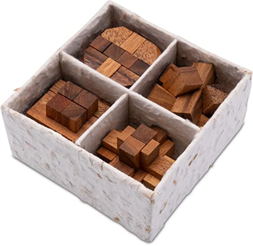 LOGOPLAY 4 Knobelspiele im Set - Spielesammlung 3D Puzzle - Denkspiele - Knobelspiele - Geduldspiele - Logikspiele in Einer dekorativen Geschenkbox von LOGOPLAY