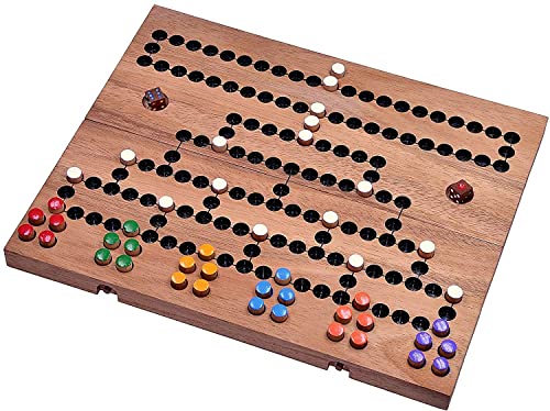 LOGOPLAY Blockade für 2 bis 6 Spieler - Würfelspiel - Strategiespiel - Gesellschaftsspiel - Brettspiel aus Holz mit klappbarem Spielbrett von LOGOPLAY