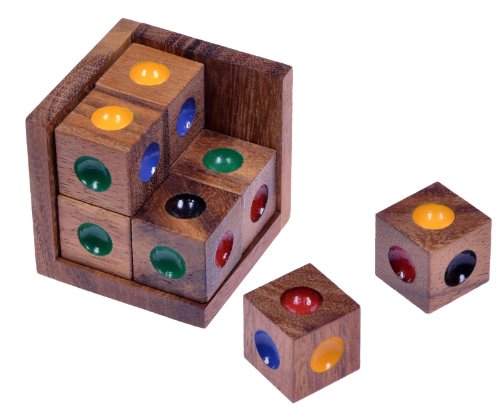 LOGOPLAY Crazy Six - 3D Puzzle - Farbenpuzzle - Denkspiel - Knobelspiel - Geduldspiel - Logikspiel im Holzrahmen von LOGOPLAY