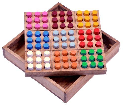 LOGOPLAY Farb Sudoku - Steckspiel - Denkspiel - Knobelspiel - Geduldspiel - Logikspiel - Brettspiel aus Holz mit farbigen Steckern von LOGOPLAY
