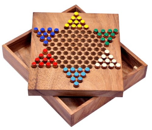 LOGOPLAY Halma Gr. S - Stern Halma - Chinese Checkers - Strategiespiel - Gesellschaftsspiel aus Holz von LOGOPLAY