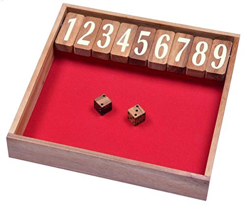 LOGOPLAY Jackpot Gr. XL - Shut The Box - Klappenspiel - Würfelspiel - Gesellschaftsspiel - Spielbox aus Holz von LOGOPLAY