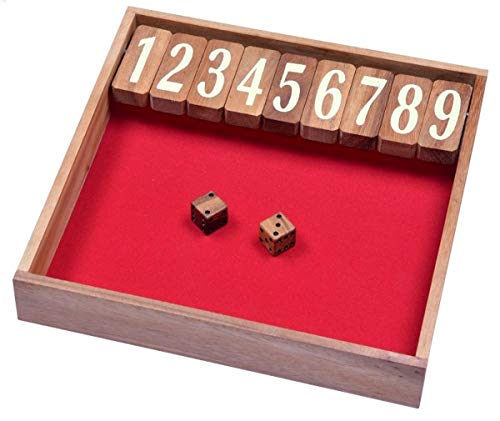 LOGOPLAY Jackpot Gr. XL - Shut The Box - Klappenspiel - Würfelspiel - Gesellschaftsspiel - Spielbox aus Holz von LOGOPLAY