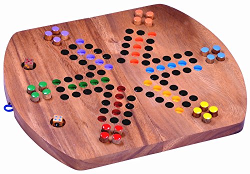 LOGOPLAY Ludo für 6 Spieler - Würfelspiel - Gesellschaftsspiel - Familienspiel aus Holz mit klappbarem Spielbrett von LOGOPLAY