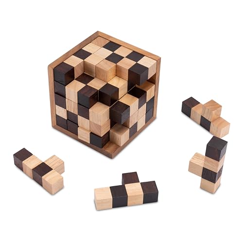 Schach-Würfel 125-3D Puzzle - Denkspiel - Knobelspiel - Geduldspiel - Logikspiel im Holzrahmen von LOGOPLAY
