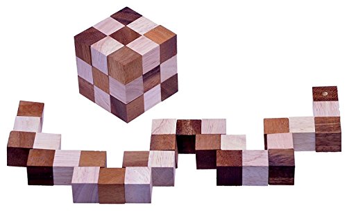 Schlangenwürfel 3x3 Gr. L - 7,5x7,5x7,5 cm - Snake Cube - Würfel Schlange - 3D Puzzle - Denkspiel - Knobelspiel - Geduldspiel - Logikspiel aus edlem Holz von LOGOPLAY