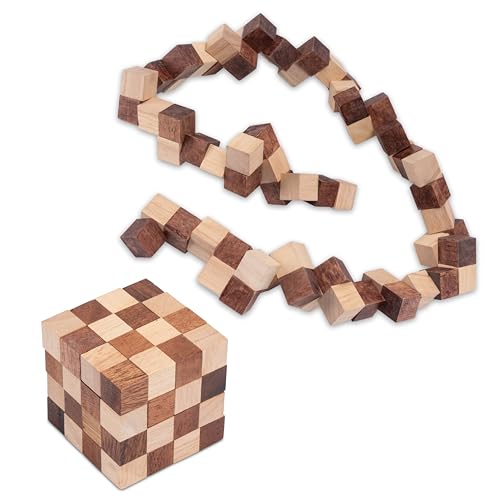 Schlangenwürfel 4x4 Gr. L - 8x8x8 cm - Snake Cube - Würfel Schlange - 3D Puzzle - Denkspiel - Knobelspiel - Geduldspiel - Logikspiel aus edlem Holz von LOGOPLAY