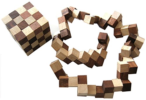 Schlangenwürfel 4x4 Gr. L - 8x8x8 cm - Snake Cube - Würfel Schlange - 3D Puzzle - Denkspiel - Knobelspiel - Geduldspiel - Logikspiel aus edlem Holz von LOGOPLAY