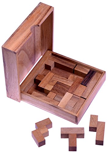 Square Puzzle - Pentomino Puzzle - Lernspiel - Denkspiel - Knobelspiel - Geduldspiel - Logikspiel aus Holz von LOGOPLAY