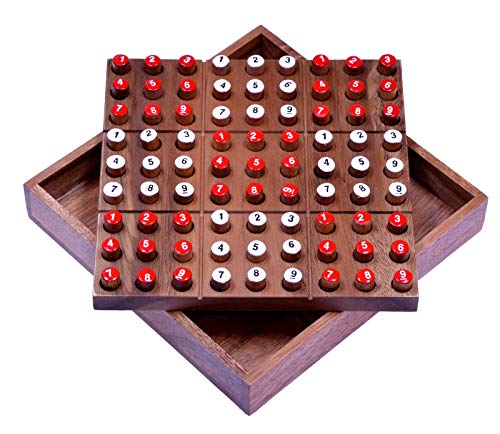Sudoku - Steckspiel - Denkspiel - Knobelspiel - Geduldspiel - Brettspiel aus Holz mit Zahlen-Steckern von LOGOPLAY