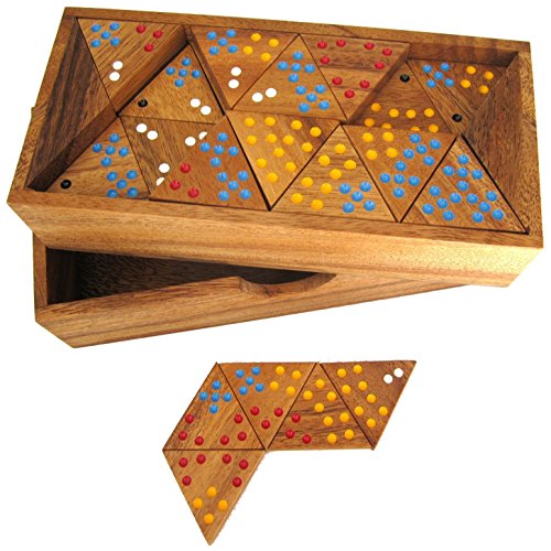 LOGOPLAY Tridomino - Triomino - Dreieck-Domino - Legespiel - Gesellschaftsspiel aus Holz mit farbigen Punkten von LOGOPLAY