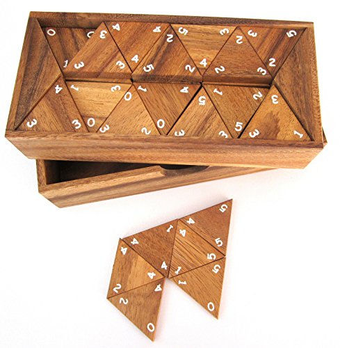 LOGOPLAY Tridomino - Triomino - Dreieck-Domino - Legespiel - Gesellschaftsspiel aus Holz mit weißen Zahlen von LOGOPLAY