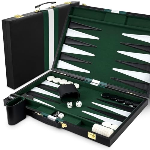 Lohofrnny Backgammon Set, 18" Klassisches Backgammon Koffer, 2 Spieler Brettspiel Tragbares Reise Strategie Spiel Set für Erwachsene Kinder (18 Zoll, Grün) von Lohofrnny