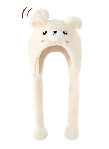 Loiahoer Plüsch Bär Hut Mütze mit Beweglichen Ohren,Lustiges Neuheit Weihnachtsgeschenke Karneval Cosplay Accessoires für Frauen und Mädchen,Beige Loiahoer Plüsch Bär Hut Mütze mit Beweglichen Ohren,Lustiges Neuheit Weihnachtsgeschenke Karneval Cosplay Accessoires für Frauen und Mädchen,Beige von Loiahoer