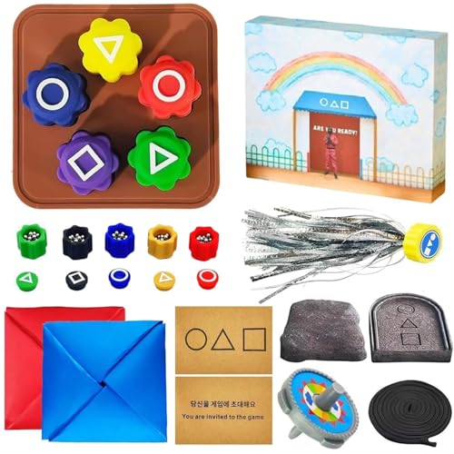 Loimol Gonggi-Spiel, Squid Spiel Gonggi Game, Traditional Korean Games Set Wie, Gong-gi Und Squid Jack Stone Game Set für Kinder,Familienaktivität (D) von Loimol