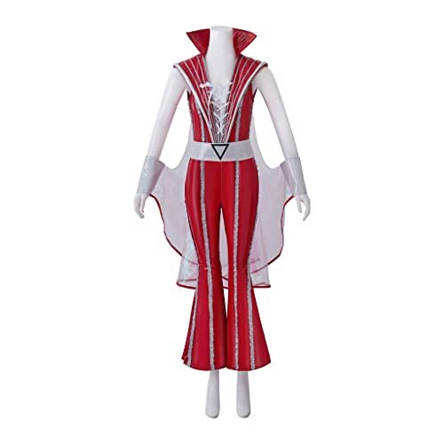 LoliMiss Mamma Mia Cosplay-Overall für Damen, 70er-Jahre, Tanz-Disco-Kostüm (Größe XS, Rose) von LoliMiss