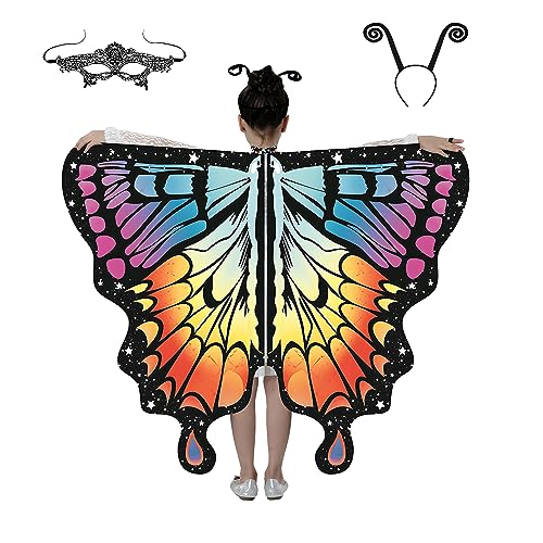 Lollanda Schmetterling Flügel Kostüm für Kinder Halloween-Schmetterlings-Schal, Schmetterling Sling Umhang mit Schmetterlingstentakel Stirnbnder, für Mädchen, Maskerade-Party-Requisiten Lollanda Schmetterling Flügel Kostüm für Kinder Halloween-Schmetterlings-Schal, Schmetterling Sling Umhang mit Schmetterlingstentakel Stirnbnder, für Mädchen, Maskerade-Party-Requisiten von Lollanda