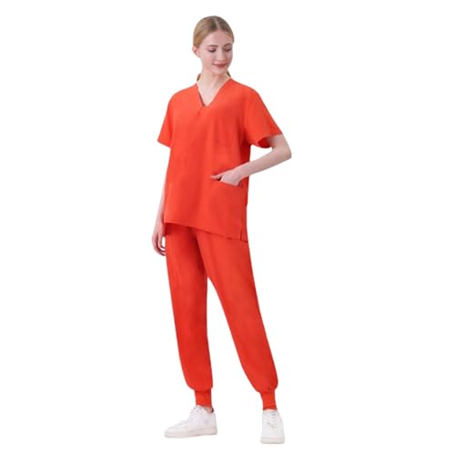 Lomelomme Arbeitsbekleidung & Uniformen Pflege Medizin Arbeitskittel Medizinische Berufsbekleidung Uniform Damen Kostüm Krankenschwester Zubehör Arbeit Mit Tasche Krankenhaus Kleidung Rot XL von Lomelomme