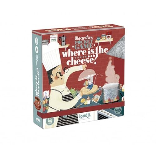 Londji PG001 Beobachtungsspiel für Kinder ab 3 Jahren – Wo ist der Käse? Memospiel, Taschenversion, Reisespiel von Londji