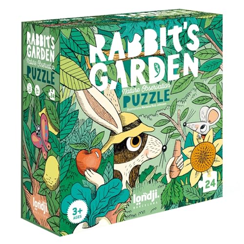 Londji PZ568 Puzzle für Kinder ab 3 Jahren - Bunny Garden - 24 Teile | Garten, Kaninchen von Londji