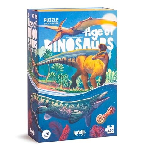 Londji PZ600 Puzzle mit Beobachtungsspiel für Kinder von 5 bis 8 Jahren. Alter der Dinosaurier – 100 Teile | Beobachtungspuzzle, Spiel, Dinosaurier | Age of Dinosaurs von Londji