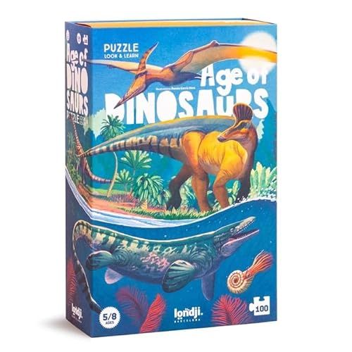 Londji PZ600 Puzzle mit Beobachtungsspiel für Kinder von 5 bis 8 Jahren. Alter der Dinosaurier – 100 Teile | Beobachtungspuzzle, Spiel, Dinosaurier | Age of Dinosaurs von Londji