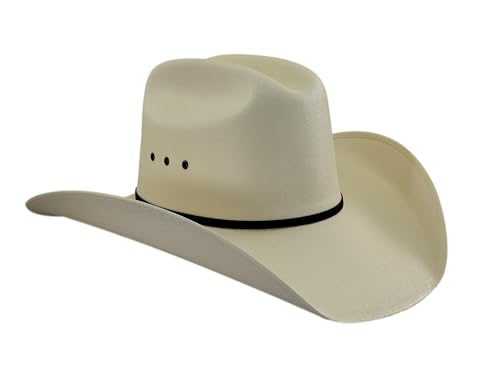 Lone Star Hats – Western Straw Cowboy Hut aus 100% Canvas mit schwarzem Hutband – Fester Westernhut für Herren und Damen mit beidseitigen Lüftungslöchern – Original USA Strohhut (Größe 59 | Creme) von Lone Star Hats