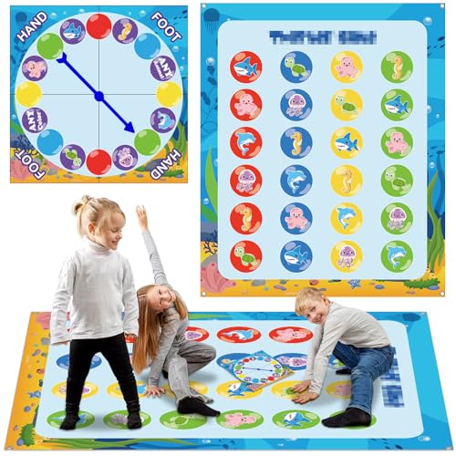 Lonfliness Summer Ocean Animal Pose Balance Floor Game for 2 or More Players, Sea Theme Large Mat Party Game Indoor Outdoor Family Reunion Game for Friend Group Activity Under the Sea Party Favor Gift von Lonfliness