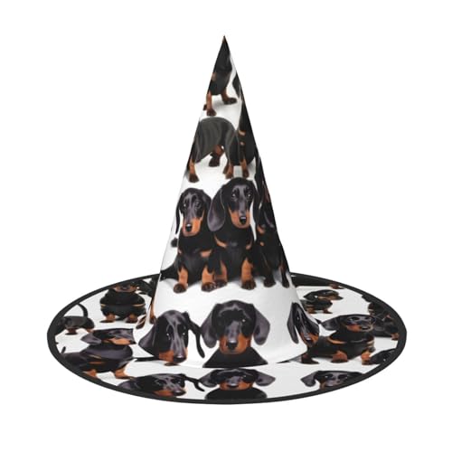 Dackel Weiner Haustier Hund Druck Halloween Kostüm Hexenhut Erwachsene Cosplay Karneval Party Kostüm Zubehör Dackel Weiner Haustier Hund Druck Halloween Kostüm Hexenhut Erwachsene Cosplay Karneval Party Kostüm Zubehör von Longzehao