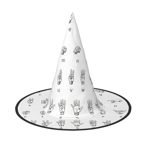 Gebärdensprache Alphabet Drucken Halloween Kostüm Hexenhut Erwachsene Cosplay Karneval Party Kostüm Zubehör Gebärdensprache Alphabet Drucken Halloween Kostüm Hexenhut Erwachsene Cosplay Karneval Party Kostüm Zubehör von Longzehao