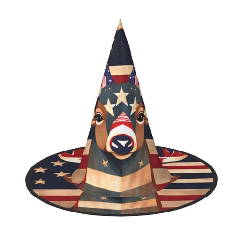 Longzehao Americana Flagge Hirsch Druck Halloween Kostüm Hexenhut Erwachsene Cosplay Karneval Party Kostüm Zubehör Longzehao Americana Flagge Hirsch Druck Halloween Kostüm Hexenhut Erwachsene Cosplay Karneval Party Kostüm Zubehör von Longzehao