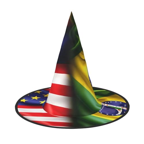 Longzehao Amerikanische und brasilianische Flaggen Druck Halloween Kostüm Hexenhut Erwachsene Cosplay Karneval Party Kostüm Zubehör von Longzehao