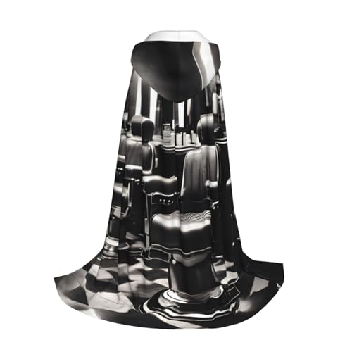 Longzehao Barber Shop Monochromer Stil Druck Kapuzenumhang für Kinder mit Halloween Weihnachten Cosplay Kapuzenumhang Kostüm von Longzehao