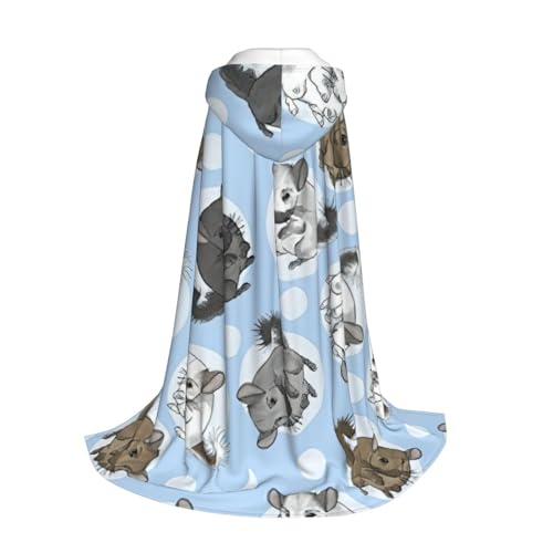 Longzehao Blauer Chinchillas und Mond-Aufdruck, Kapuzenumhang für Kinder mit Halloween, Weihnachten, Cosplay, Kapuzenumhang Kostüm von Longzehao