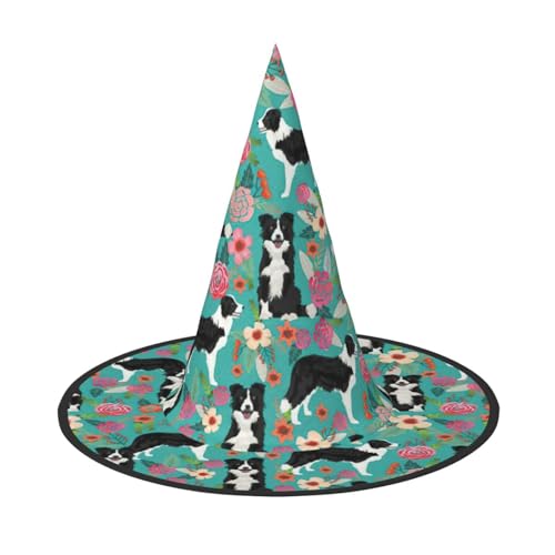 Longzehao Border Collie Blumendruck Halloween Kostüm Hexenhut Erwachsene Cosplay Karneval Party Kostüm Zubehör Longzehao Border Collie Blumendruck Halloween Kostüm Hexenhut Erwachsene Cosplay Karneval Party Kostüm Zubehör von Longzehao