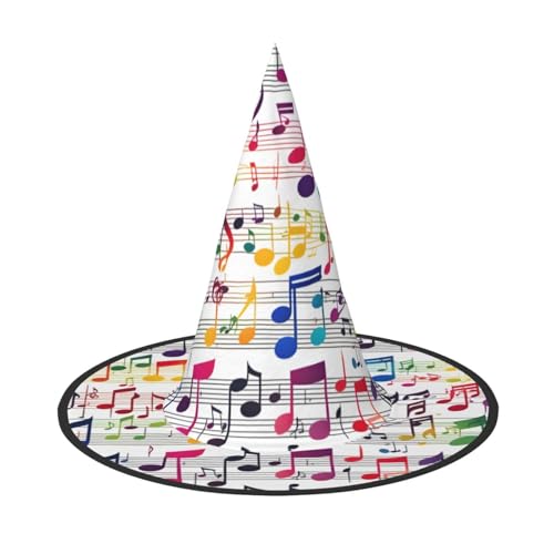 Longzehao Buntes Musiknoten-Druck, Halloween-Kostüm, Hexenhut, Erwachsene, Cosplay, Karneval, Party, Kostümzubehör von Longzehao