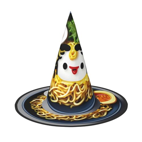 Longzehao Eierbecher Nudel Ramen Druck Halloween Kostüm Hexenhut Erwachsene Cosplay Karneval Party Kostüm Zubehör von Longzehao
