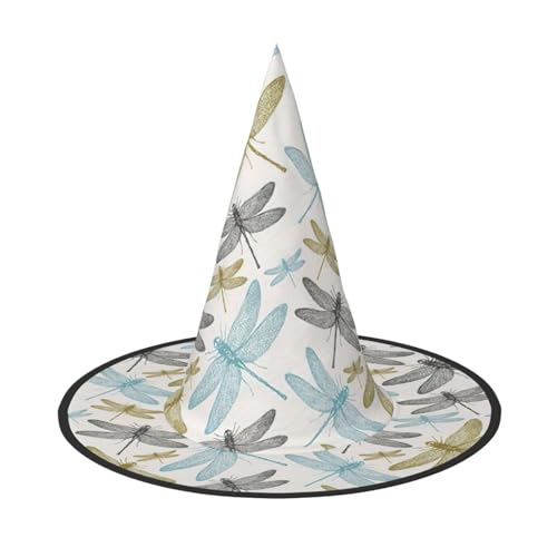 Longzehao Einfacher Libellen-Druck, Halloween-Kostüm, Hexenhut, Erwachsene, Cosplay, Karneval, Party, Kostümzubehör von Longzehao