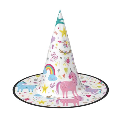 Longzehao Einhörner rosa Druck Halloween Kostüm Hexenhut Erwachsene Cosplay Karneval Party Kostüm Zubehör Longzehao Einhörner rosa Druck Halloween Kostüm Hexenhut Erwachsene Cosplay Karneval Party Kostüm Zubehör von Longzehao