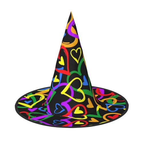 Longzehao Gay Pride Regenbogen Druck Halloween Kostüm Hexenhut Erwachsene Cosplay Karneval Party Kostüm Zubehör Longzehao Gay Pride Regenbogen Druck Halloween Kostüm Hexenhut Erwachsene Cosplay Karneval Party Kostüm Zubehör von Longzehao