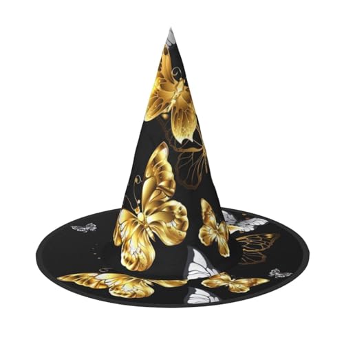 Longzehao Gold Weiß Schmetterlinge Schwarz Druck Halloween Kostüm Hexenhut Erwachsene Cosplay Karneval Party Kostüm Zubehör Longzehao Gold Weiß Schmetterlinge Schwarz Druck Halloween Kostüm Hexenhut Erwachsene Cosplay Karneval Party Kostüm Zubehör von Longzehao