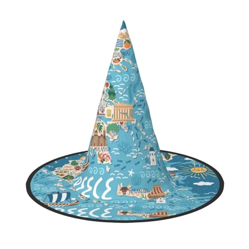 Longzehao Griechenland Karte Druck Halloween Kostüm Hexenhut Erwachsene Cosplay Karneval Party Kostüm Zubehör Longzehao Griechenland Karte Druck Halloween Kostüm Hexenhut Erwachsene Cosplay Karneval Party Kostüm Zubehör von Longzehao