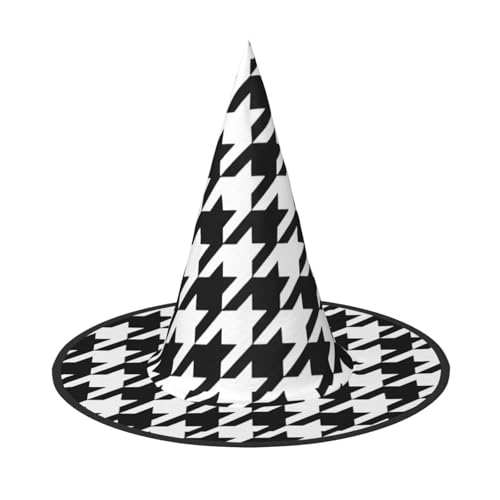 Longzehao Hahnentrittmuster Schwarz Druck Halloween Kostüm Hexenhut Erwachsene Cosplay Karneval Party Kostüm Zubehör Longzehao Hahnentrittmuster Schwarz Druck Halloween Kostüm Hexenhut Erwachsene Cosplay Karneval Party Kostüm Zubehör von Longzehao