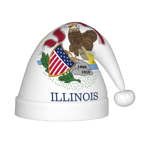 Longzehao Illinois State Flag Druck Weihnachtsmützen für Kinder mit Plüschfell, Weihnachtsmützen für Neujahrsparty Zubehör Longzehao Illinois State Flag Druck Weihnachtsmützen für Kinder mit Plüschfell, Weihnachtsmützen für Neujahrsparty Zubehör von Longzehao
