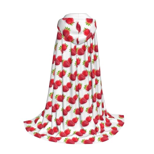 Longzehao Kapuzenumhang mit Erdbeermotiv für Kinder mit Halloween-/Weihnachts-/Cosplay-Kostüm von Longzehao