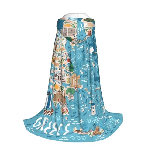 Longzehao Kapuzenumhang mit Griechenlandkarten-Druck, für Kinder, Halloween, Weihnachten, Cosplay, Kapuzenumhang Longzehao Kapuzenumhang mit Griechenlandkarten-Druck, für Kinder, Halloween, Weihnachten, Cosplay, Kapuzenumhang von Longzehao