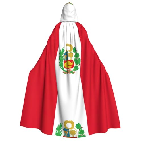 Longzehao Kapuzenumhang mit Peru-Flagge für Erwachsene, Dekoration, Cosplay-Kostüme, Halloween-Kapuzenmantel von Longzehao